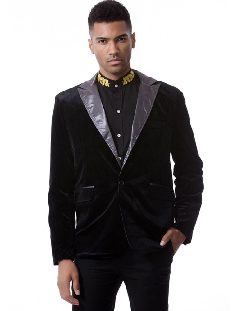 Vanlig Manchester Lapel Lapel Enkelknäppt Vogue Slim Blazer För Män