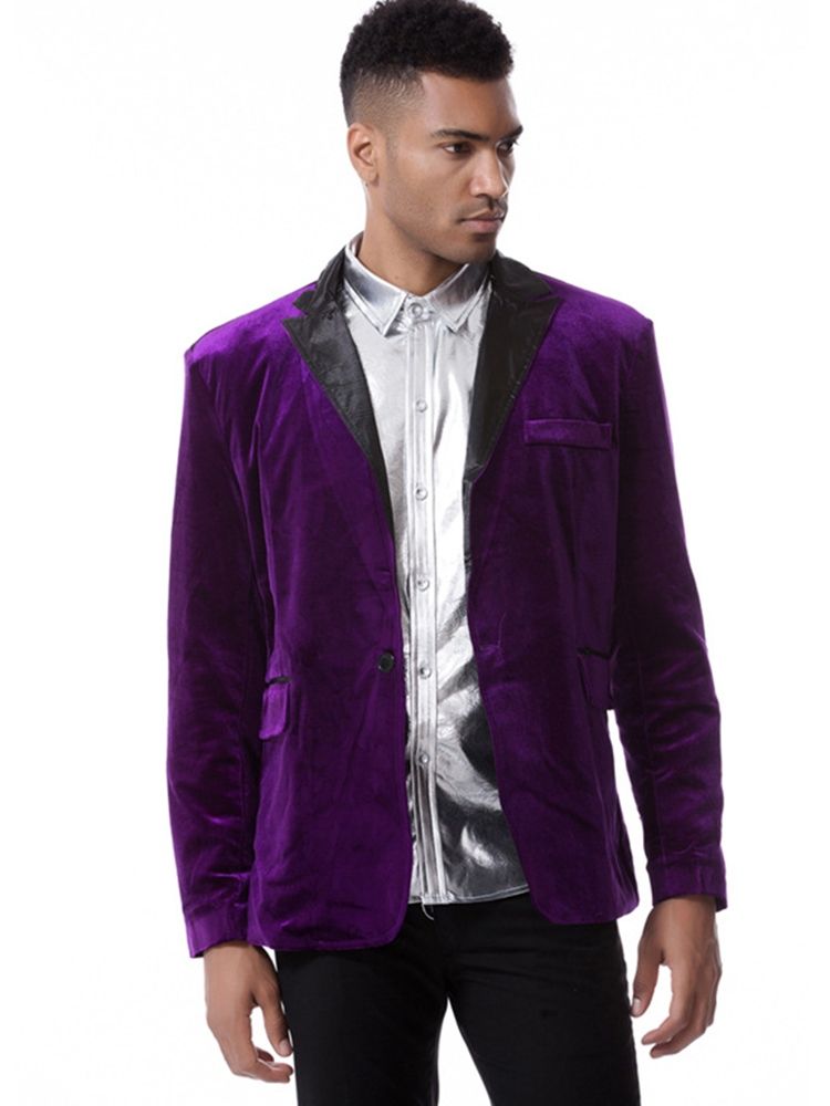 Vanlig Manchester Lapel Lapel Enkelknäppt Vogue Slim Blazer För Män