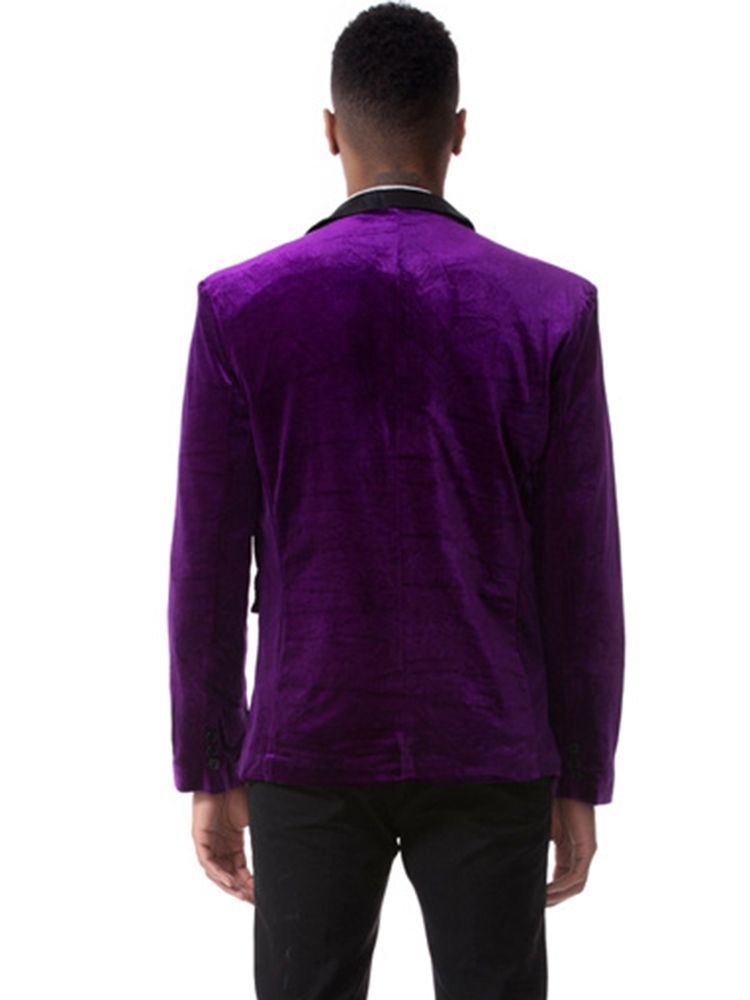 Vanlig Manchester Lapel Lapel Enkelknäppt Vogue Slim Blazer För Män