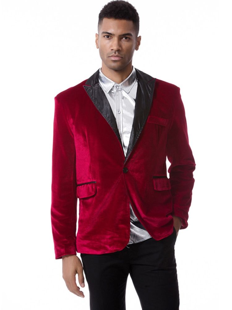 Vanlig Manchester Lapel Lapel Enkelknäppt Vogue Slim Blazer För Män