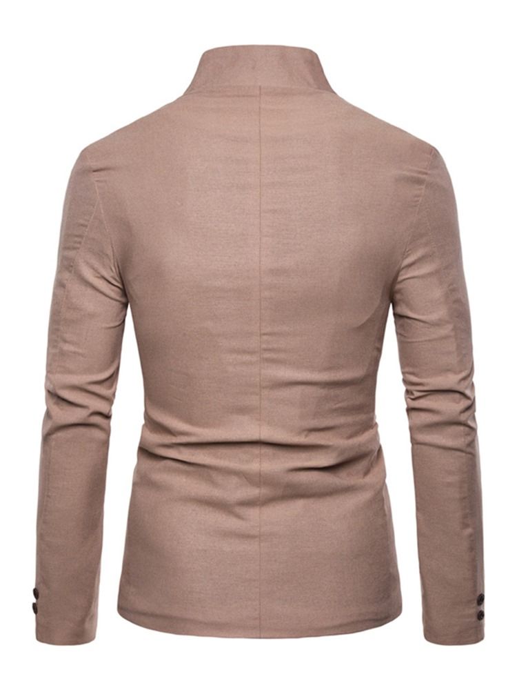 Vanlig Stativkrage Enkelknäppt Ficka För Män Casual Blazer