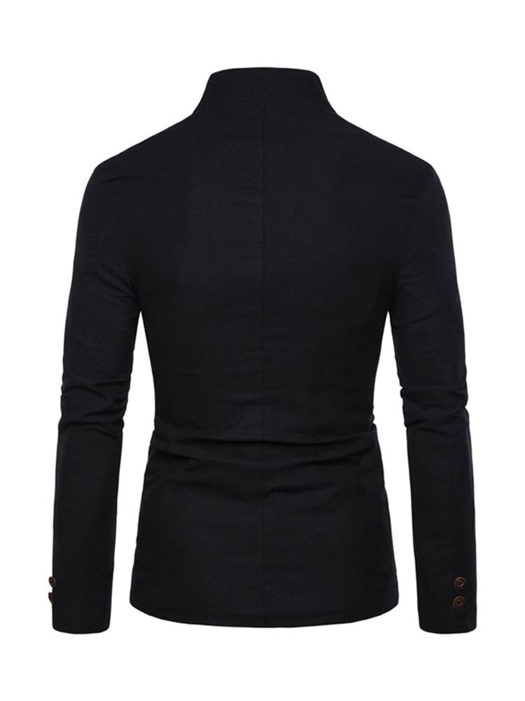 Vanlig Stativkrage Enkelknäppt Ficka För Män Casual Blazer