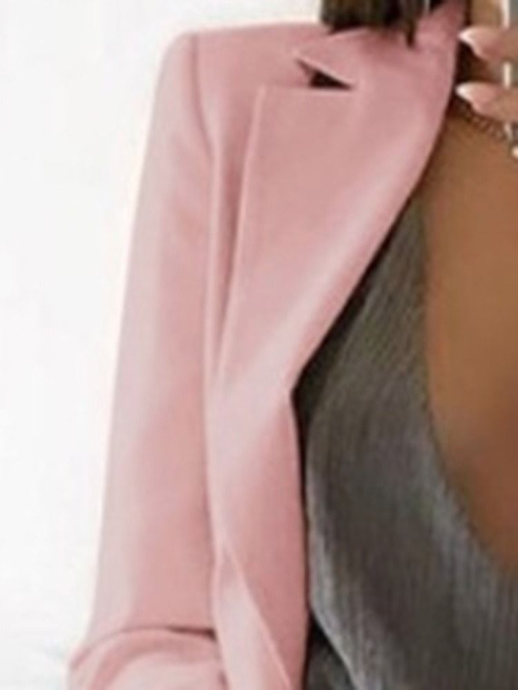 Vanligt Hackad Kavaj Långärmad Fall Mellanlängd Casual Blazer