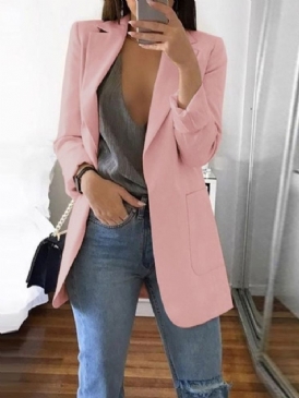 Vanligt Hackad Kavaj Långärmad Fall Mellanlängd Casual Blazer