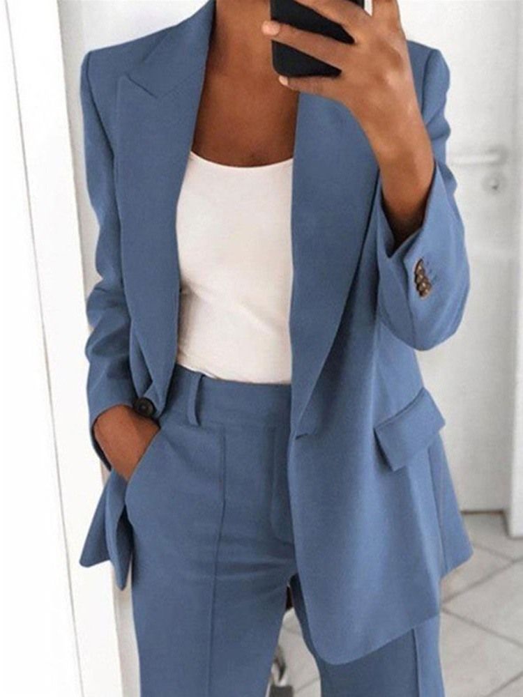 Vanligt Hackad Kavaj Med En Knapp Standard Casual Blazer För Kvinnor