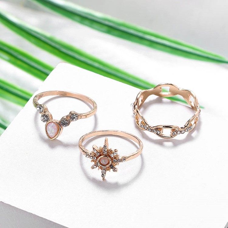 Legering Vintage Diamante Ringar