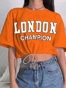 Bokstav Med Rund Hals Och Halvärm Västerländsk T-Shirt För Kvinnor