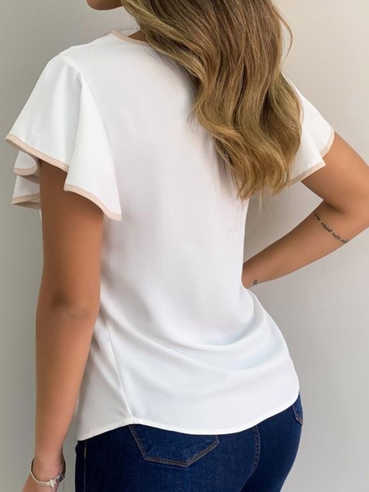Color Block Rundhalsad Kortärmad Slimmad T-Shirt