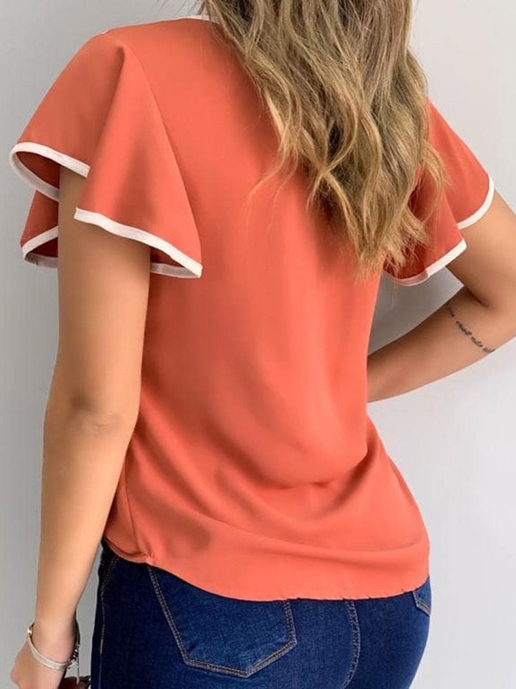 Color Block Rundhalsad Kortärmad Slimmad T-Shirt