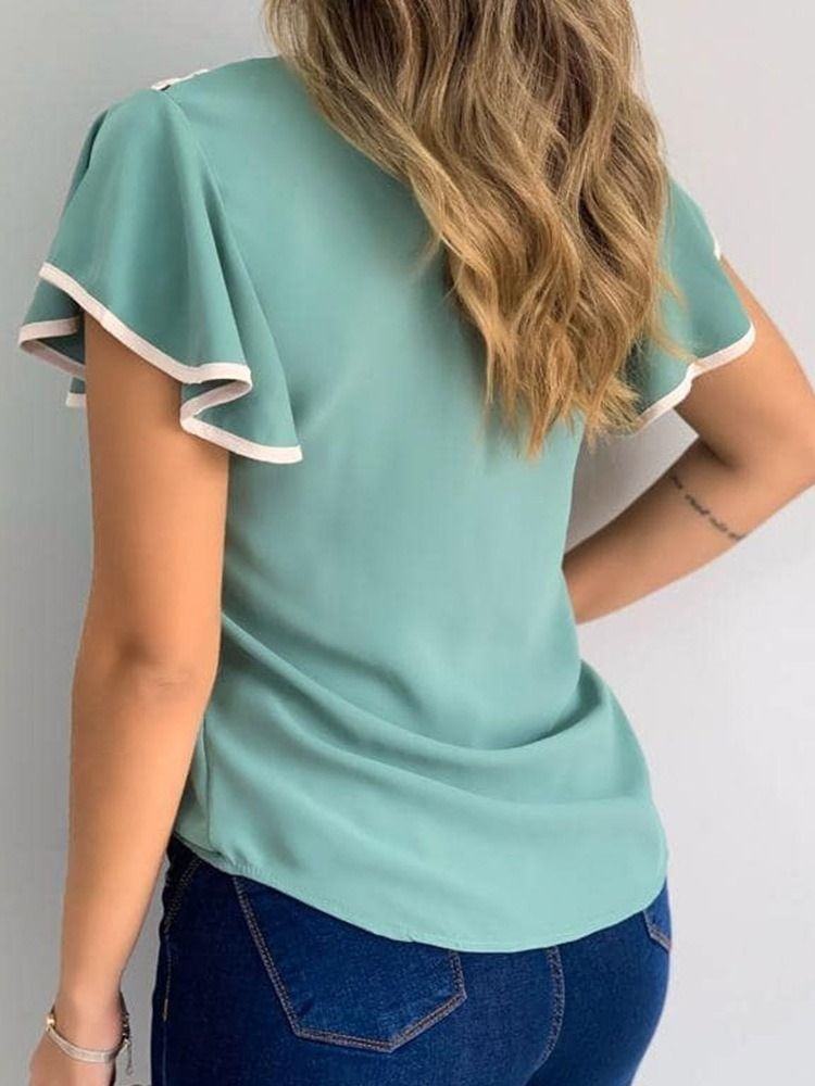 Color Block Rundhalsad Kortärmad Slimmad T-Shirt
