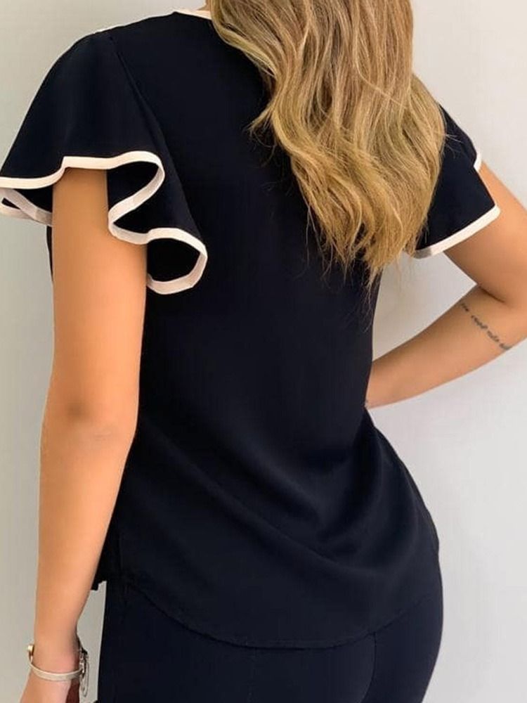 Color Block Rundhalsad Kortärmad Slimmad T-Shirt