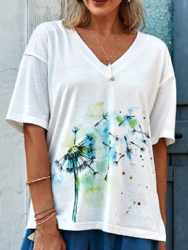 Halvärm Standard Blommig Spring Slim T-Shirt