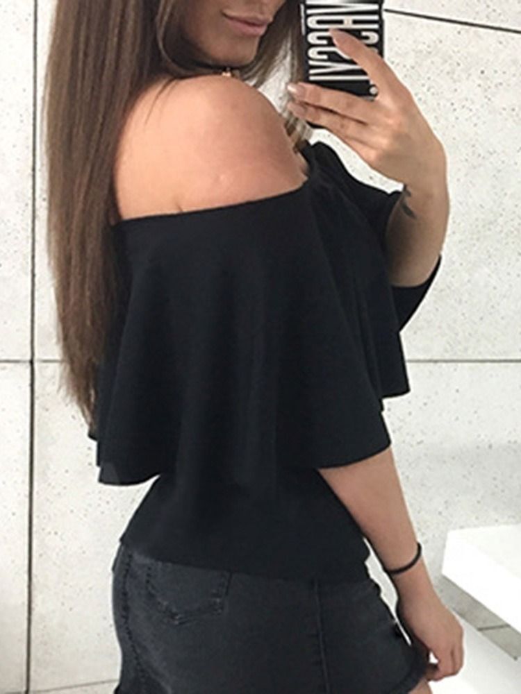 Halvärm Standard Vanlig Mode T-Shirt För Kvinnor