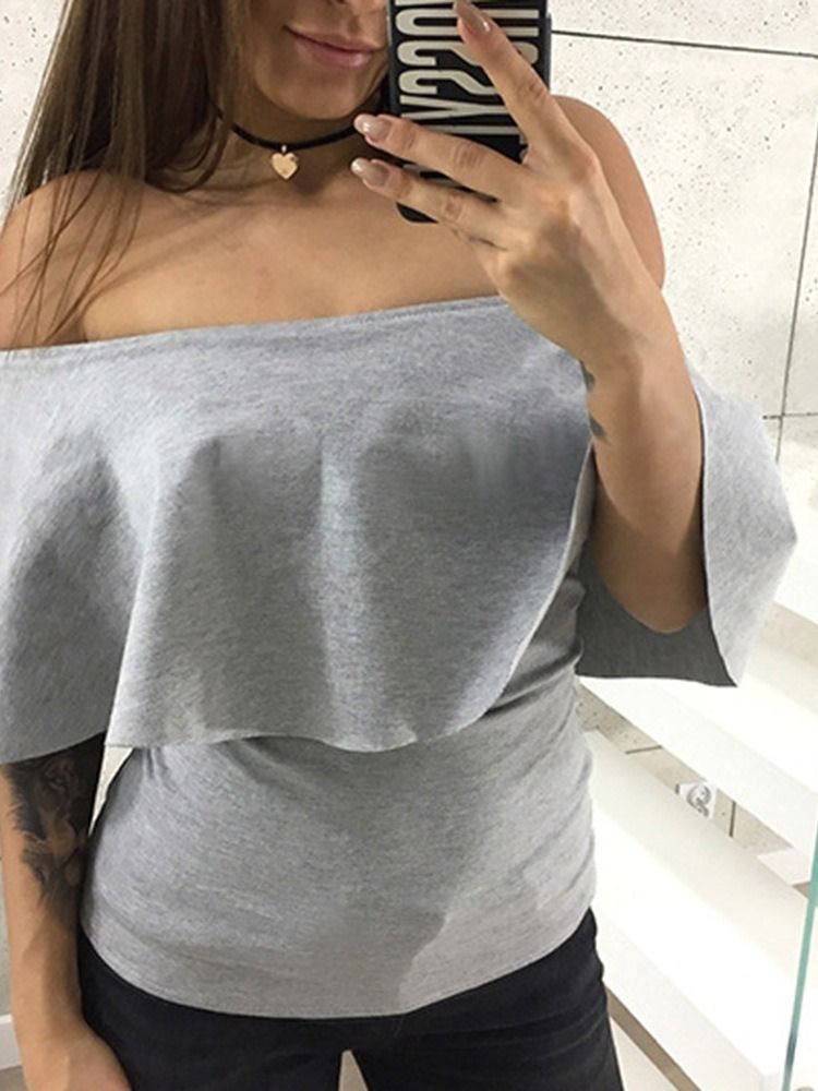 Halvärm Standard Vanlig Mode T-Shirt För Kvinnor