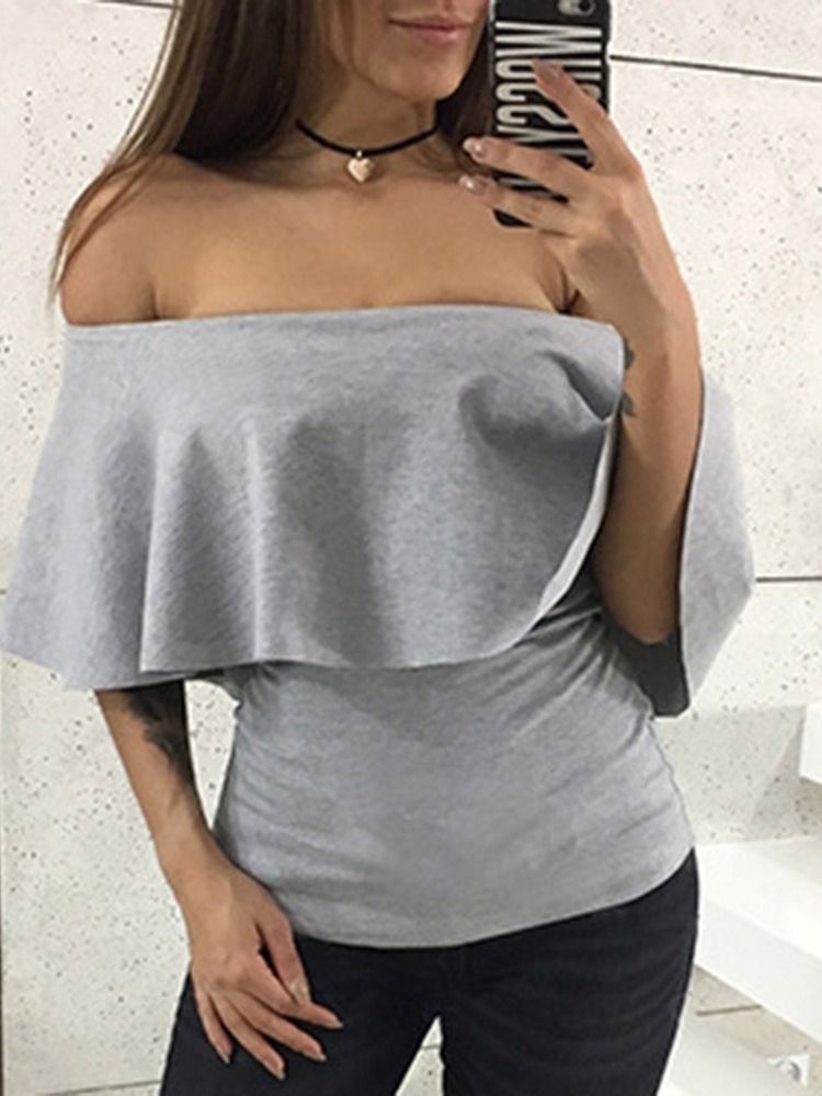 Halvärm Standard Vanlig Mode T-Shirt För Kvinnor
