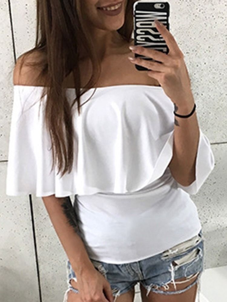 Halvärm Standard Vanlig Mode T-Shirt För Kvinnor