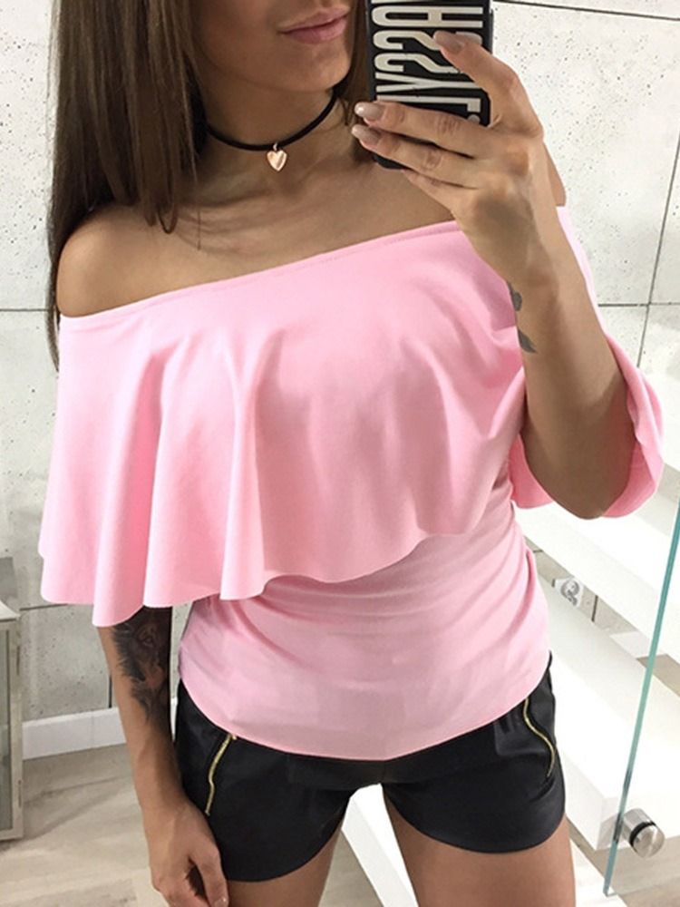 Halvärm Standard Vanlig Mode T-Shirt För Kvinnor