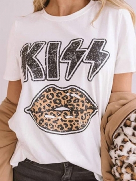Kortärmad Rund Hals Standard Rak Sommar T-Shirt För Kvinnor