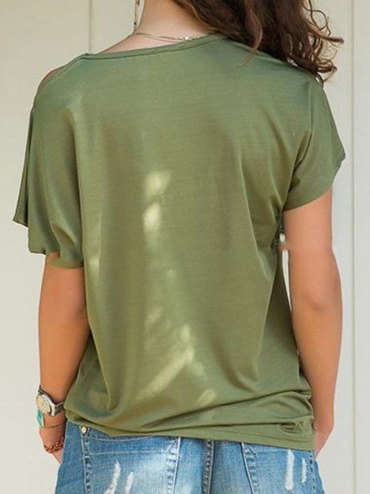 Kortärmad Snedkrage Standard Lös T-Shirt