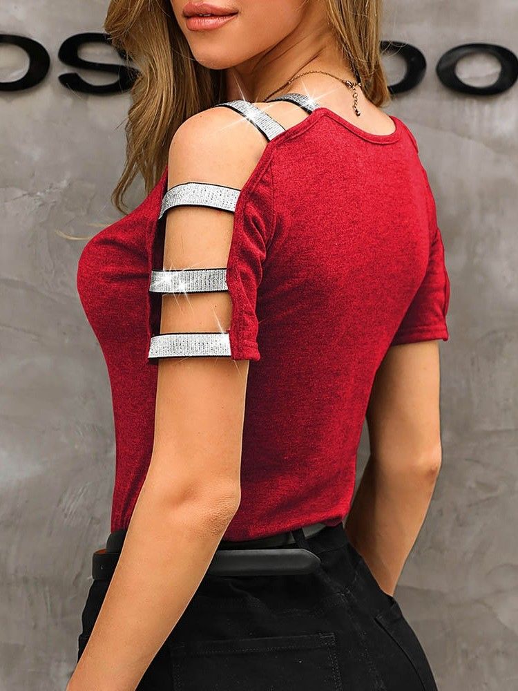 Kortärmad Standard Casual Slim T-Shirt För Kvinnor