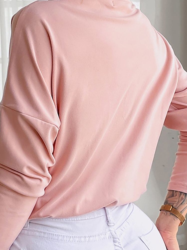Långärmad V-Ringad Vanlig Office Lady Spring T-Shirt