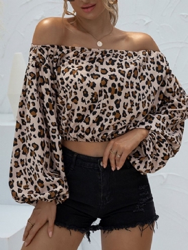 Off Shoulder Långärmad Blommig Vintage T-Shirt För Kvinnor