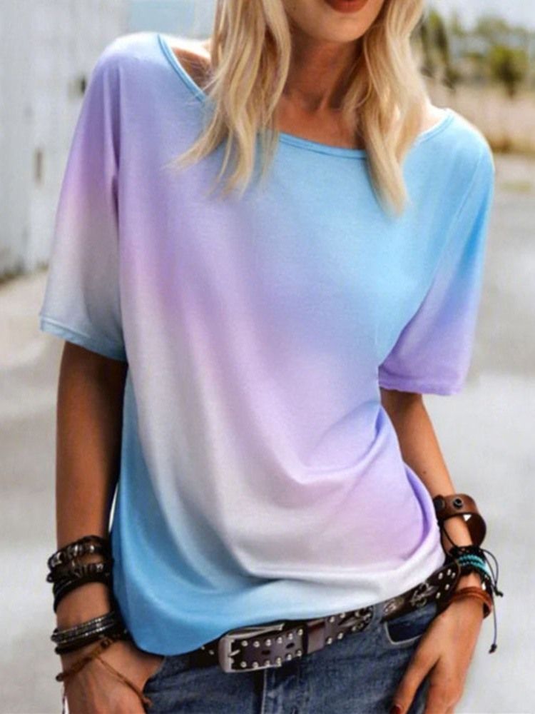 Rundhalsad Kortärmad Standard Casual T-Shirt För Kvinnor Plus Storlek