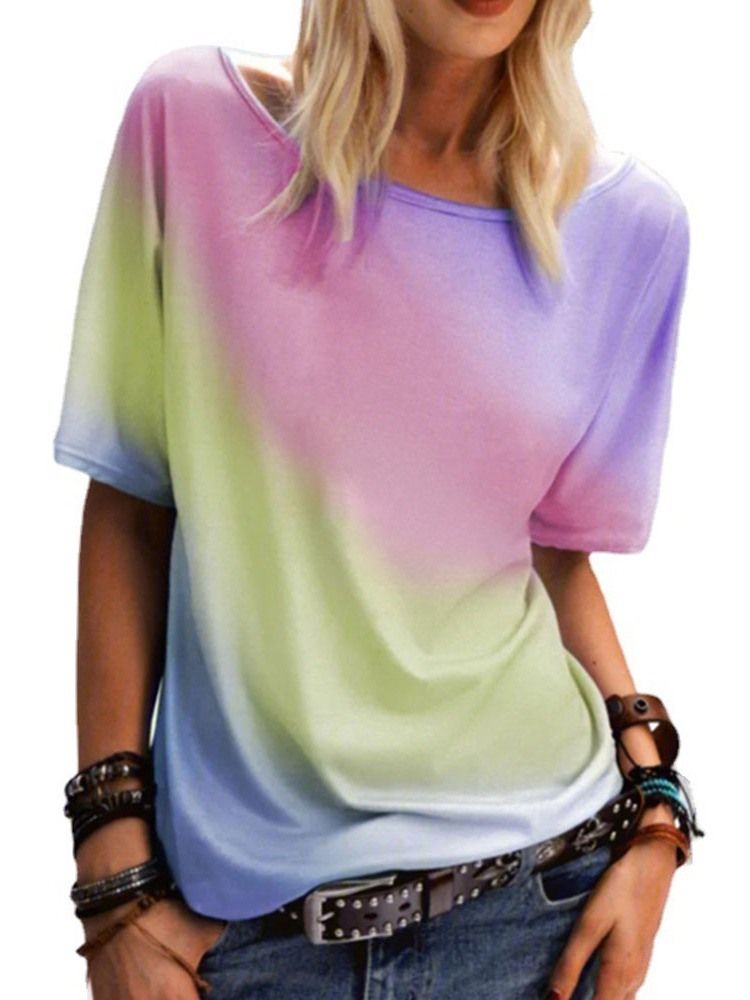 Rundhalsad Kortärmad Standard Casual T-Shirt För Kvinnor Plus Storlek