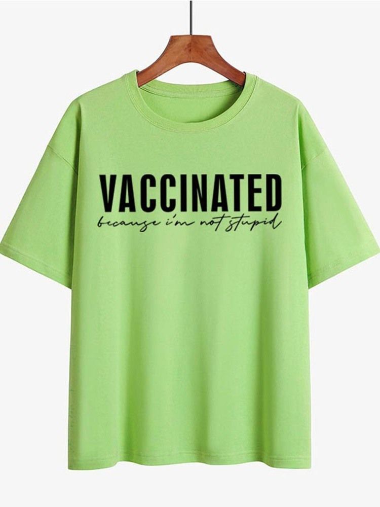 Rundhalsad Kortärmad Standard Lös T-Shirt För Kvinnor
