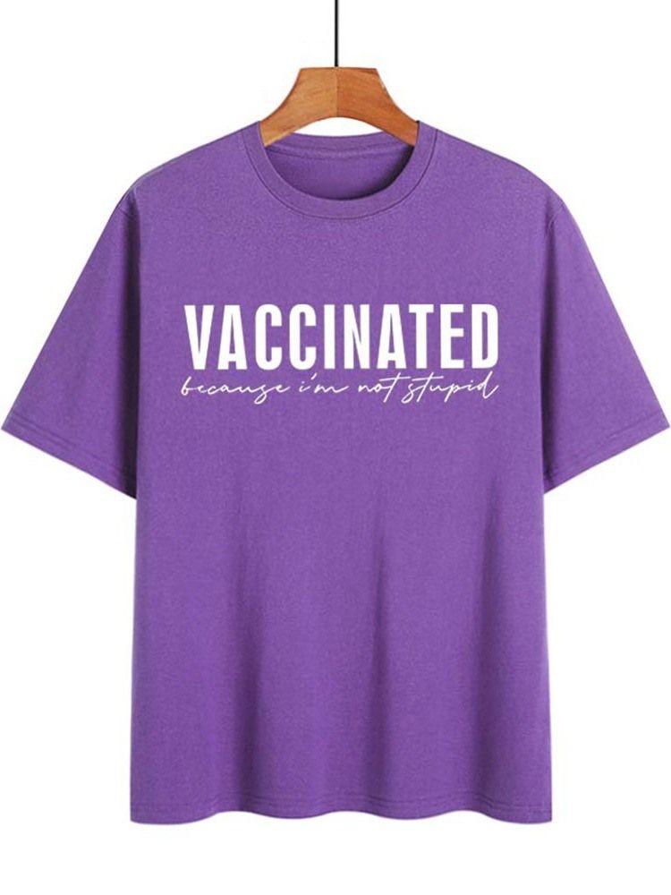 Rundhalsad Kortärmad Standard Lös T-Shirt För Kvinnor