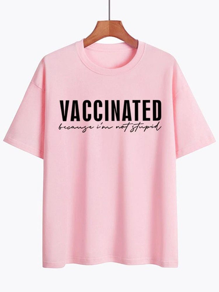 Rundhalsad Kortärmad Standard Lös T-Shirt För Kvinnor