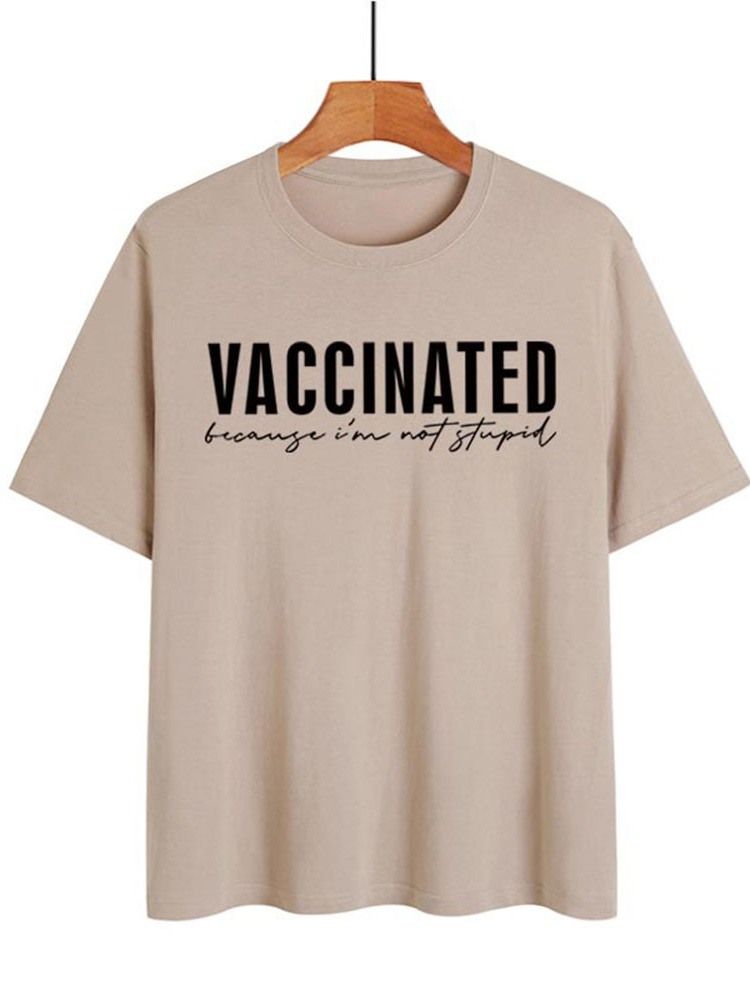 Rundhalsad Kortärmad Standard Lös T-Shirt För Kvinnor