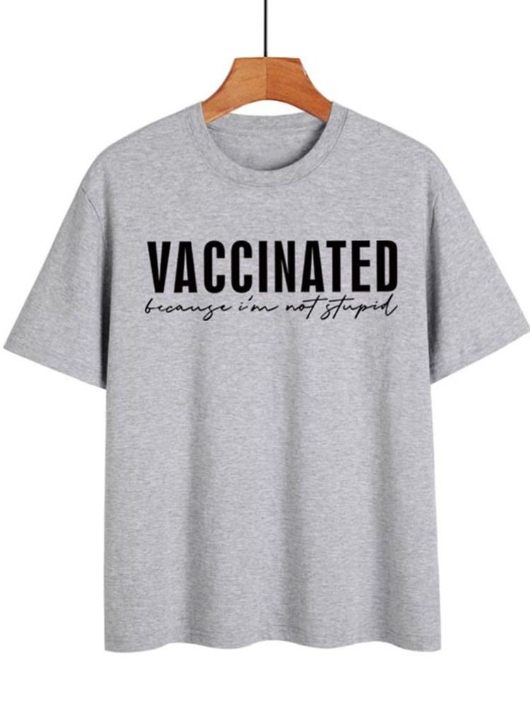 Rundhalsad Kortärmad Standard Lös T-Shirt För Kvinnor