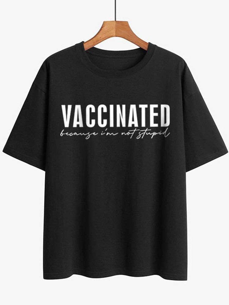 Rundhalsad Kortärmad Standard Lös T-Shirt För Kvinnor