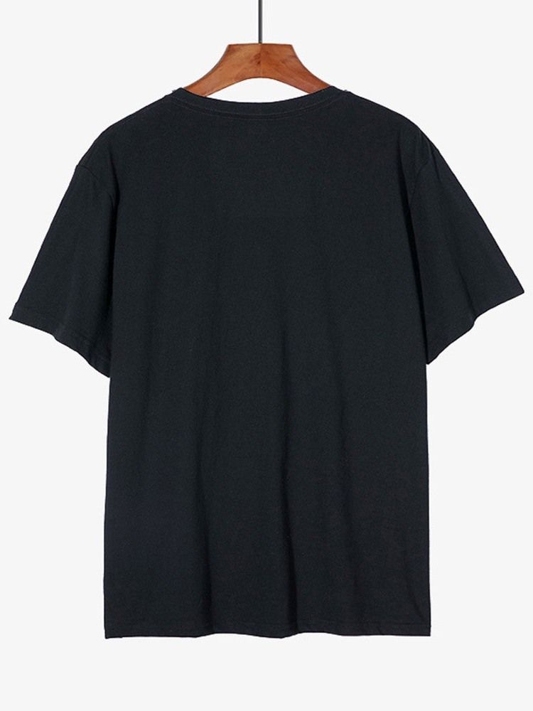 Rundhalsad Kortärmad Standard Lös T-Shirt För Kvinnor