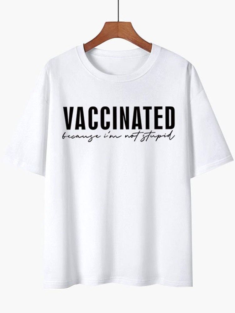 Rundhalsad Kortärmad Standard Lös T-Shirt För Kvinnor