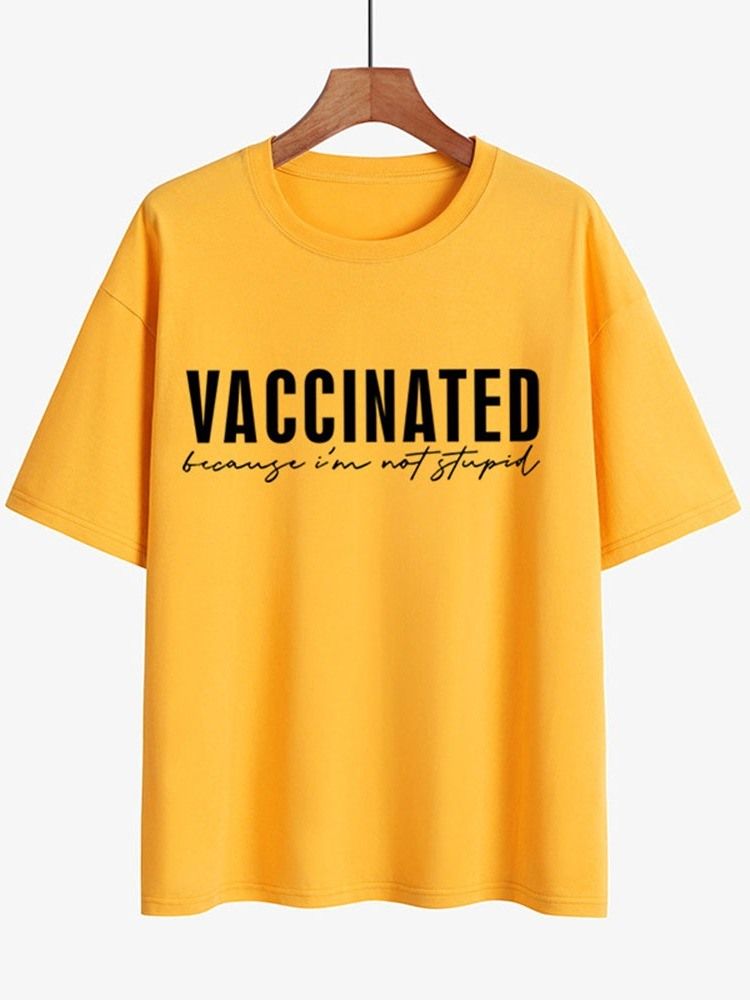 Rundhalsad Kortärmad Standard Lös T-Shirt För Kvinnor