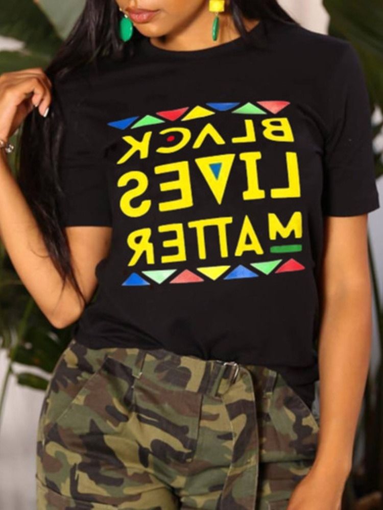 Rundhalsad Standard Geometrisk Slim T-Shirt