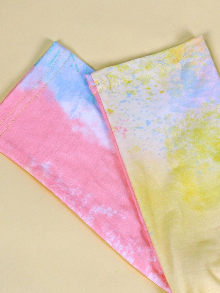 Tie Dye Långärmad Medellång Snedkrage Lös Sommar T-Shirt