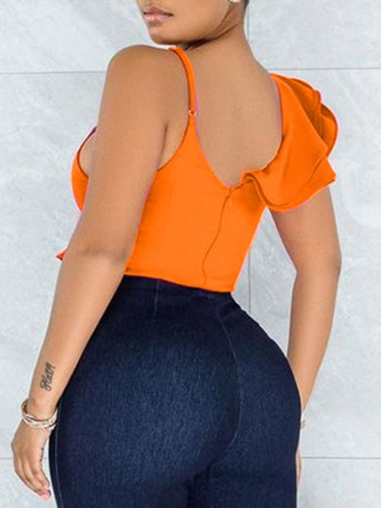 Vanlig Kortärmad V-Ringad Slim T-Shirt För Kvinnor