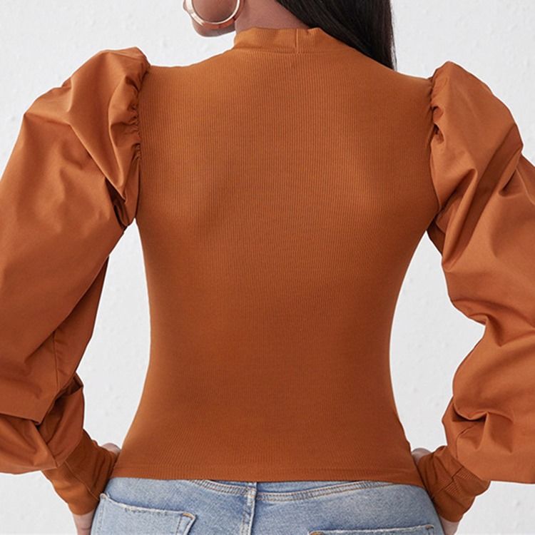 Vanlig Långärmad Standard Slim T-Shirt För Höst