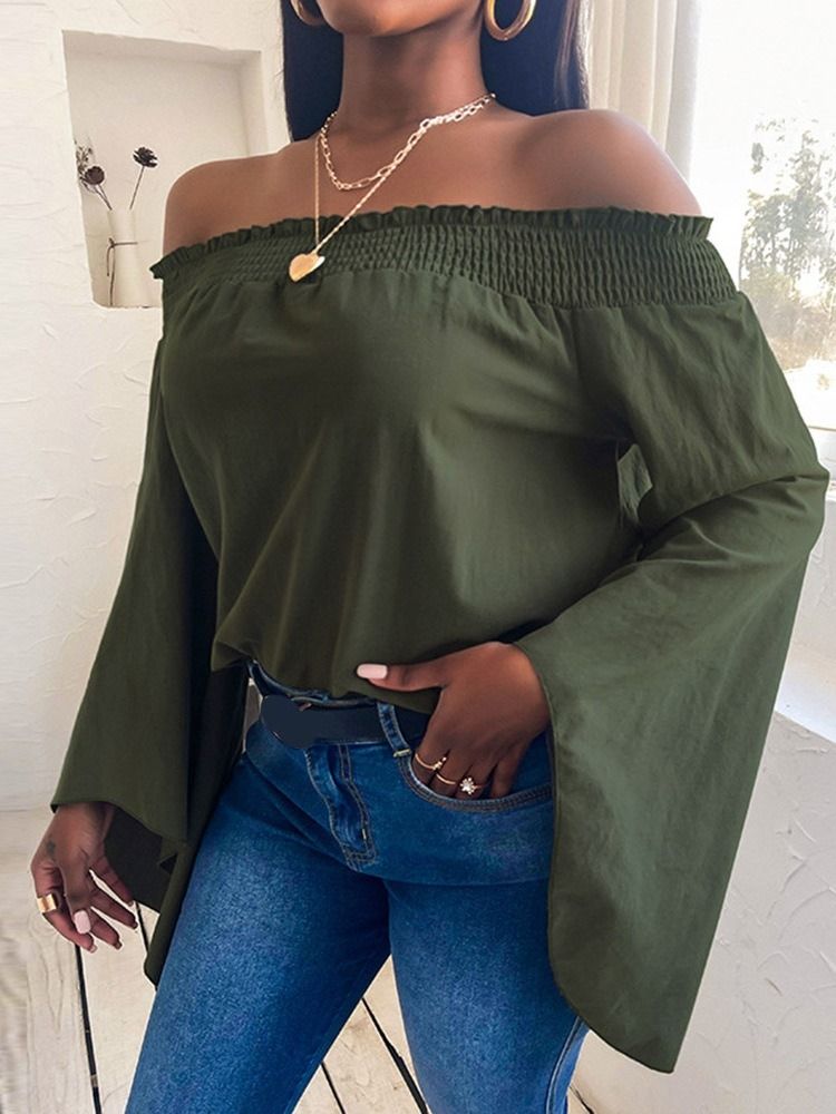 Vanlig Off Shoulder Standard Enkel Lös T-Shirt För Kvinnor