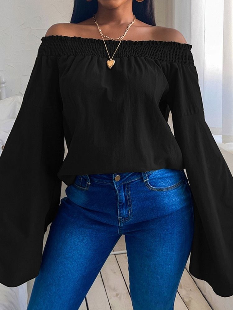 Vanlig Off Shoulder Standard Enkel Lös T-Shirt För Kvinnor