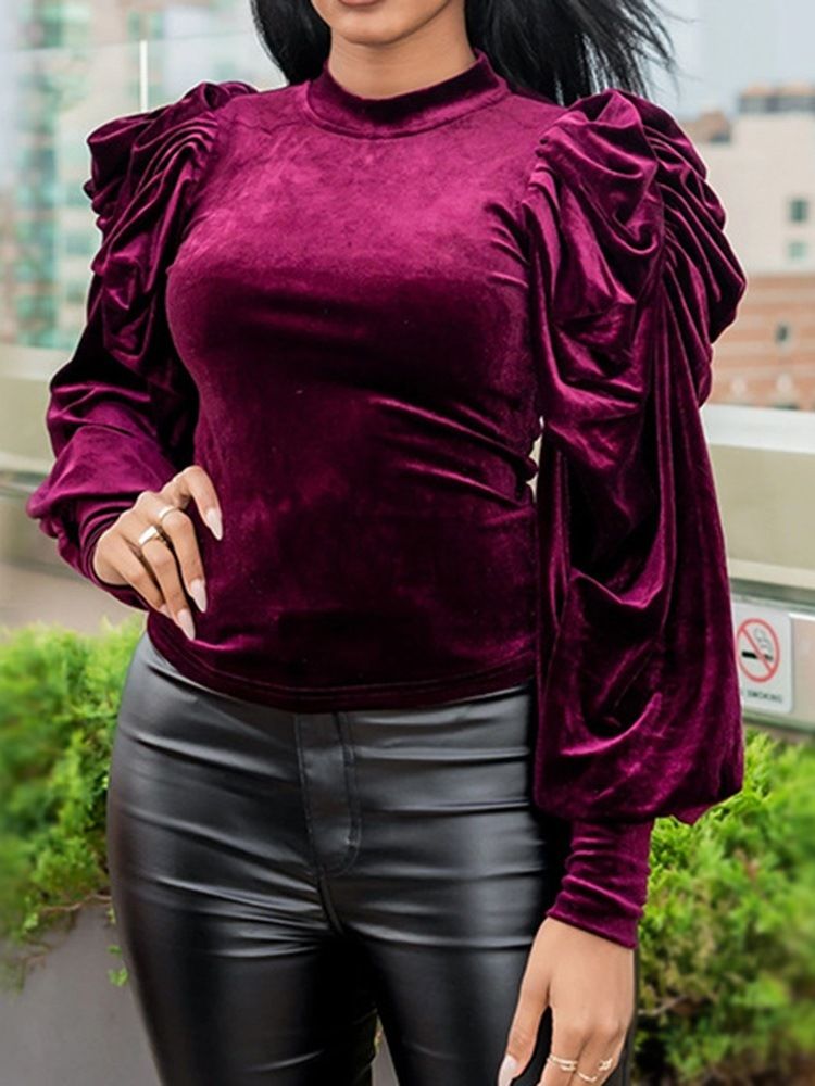 Vanlig Stativkrage Standard Fashion Fall T-Shirt