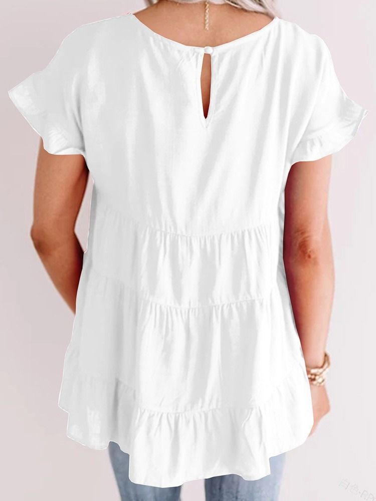 Vanlig Stativkrage Standard Lös T-Shirt För Kvinnor