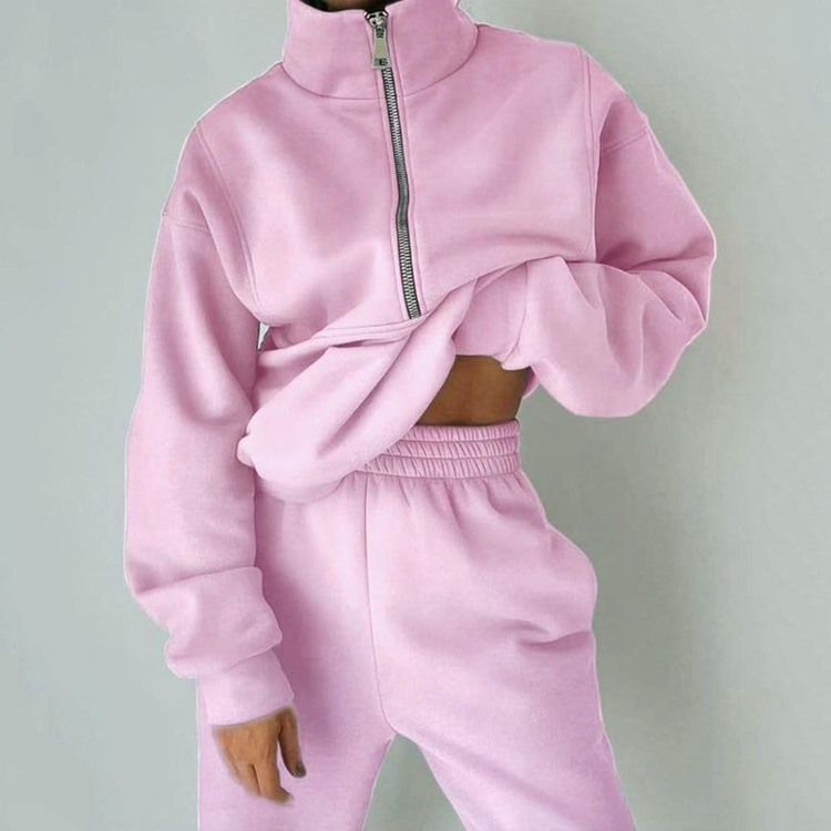 Blixtlåsbyxor Vanliga Pennbyxor Turtleneck Tvådelade Set