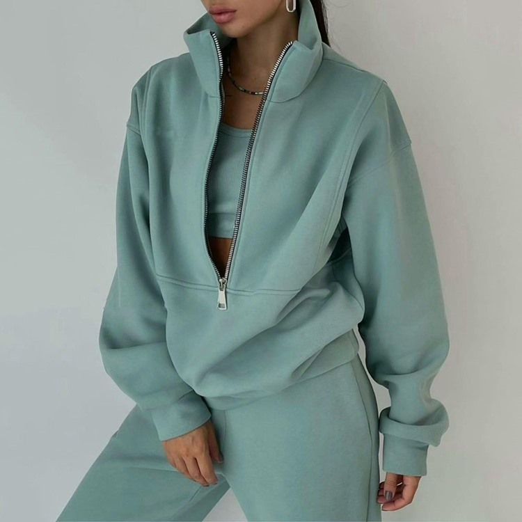 Blixtlåsbyxor Vanliga Pennbyxor Turtleneck Tvådelade Set