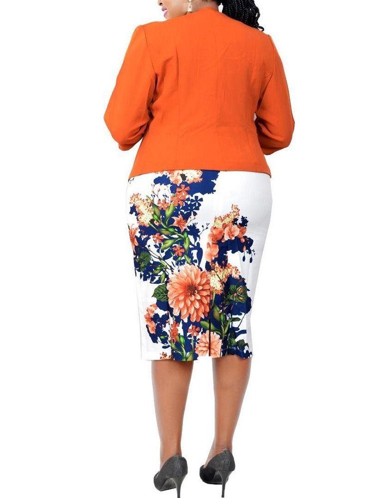 Blommönster Office Lady Bodycon Tvådelade Set