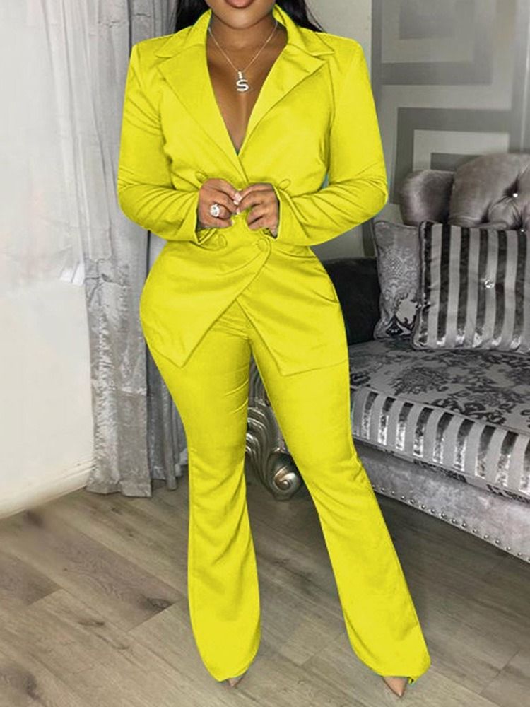 Button Blazer Formell Hellängd Långärmad Kostym