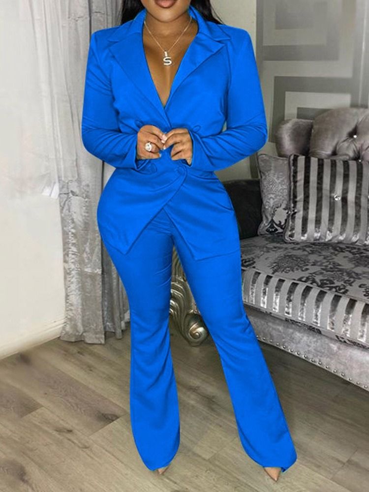 Button Blazer Formell Hellängd Långärmad Kostym